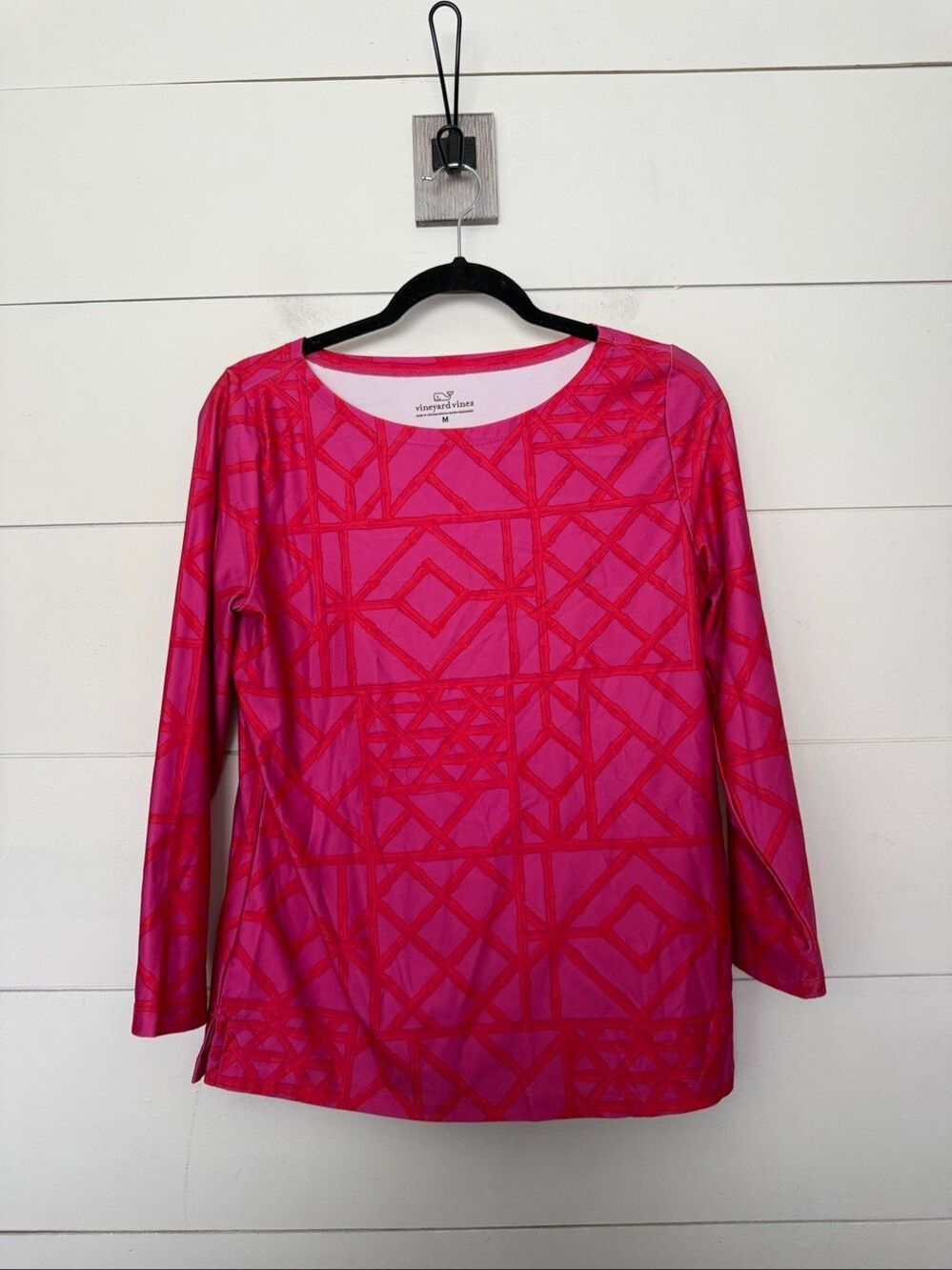 Vineyard Vines Women’s Medium Pink Orange Boatneck Top Blouse